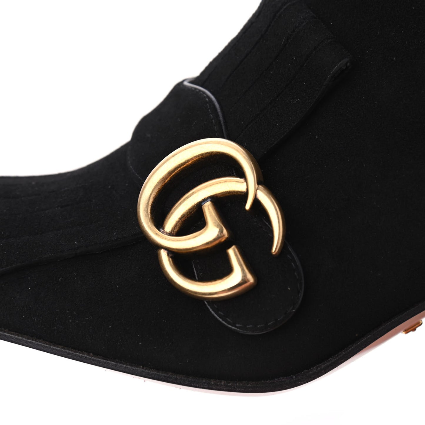 Kid Scamosciato GG Marmont Fringe 75mm Ankle Boots 37 Black