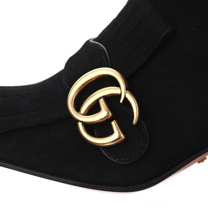 Gucci Kid Scamosciato GG Marmont Fringe 75mm Ankle Boots 37 Black 9 of 18