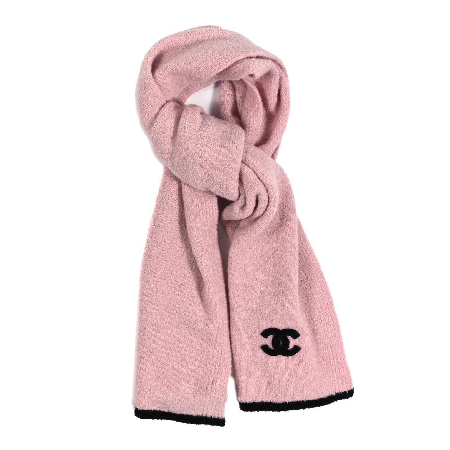 Cashmere Silk Knit CC Scarf Pink Black