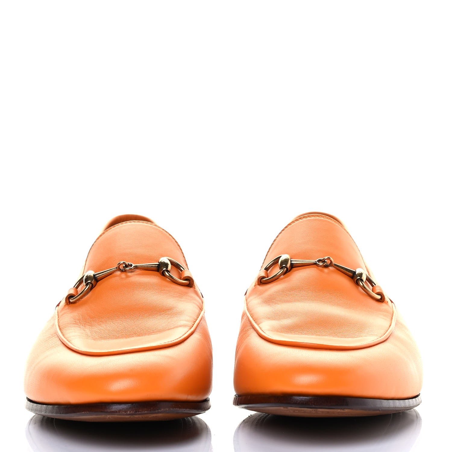 Gucci Lambskin Womens Brixton Horsebit Loafers 41 Yellow Tangerine 2 of 5