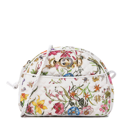 Gucci Canvas Flora Floral Trapuntata Small Zumi Dome Shoulder Bag White 1 of 10