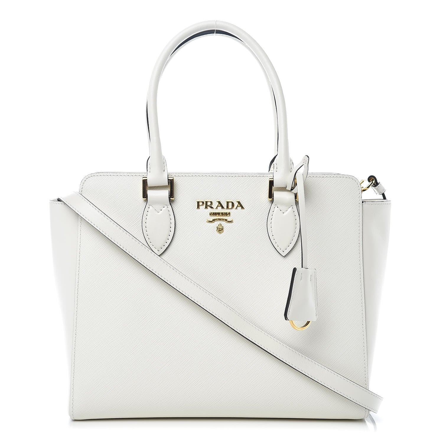 Prada Saffiano Soft Calfskin Small Zippered Tote White 1 of 9