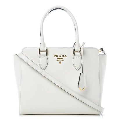 Prada Saffiano Soft Calfskin Small Zippered Tote White 1 of 9