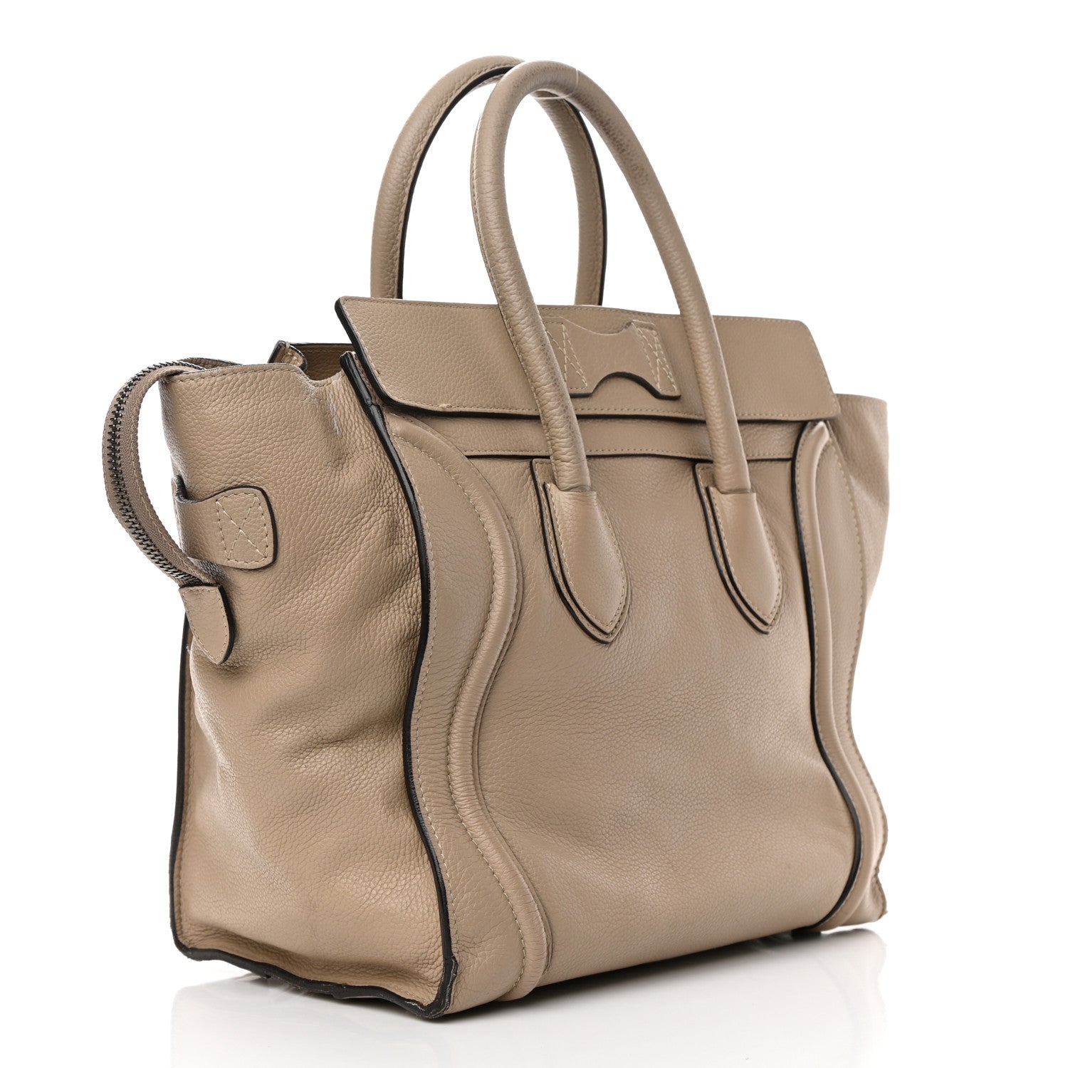 Celine Drummed Calfskin Mini Luggage Dune 3 of 26