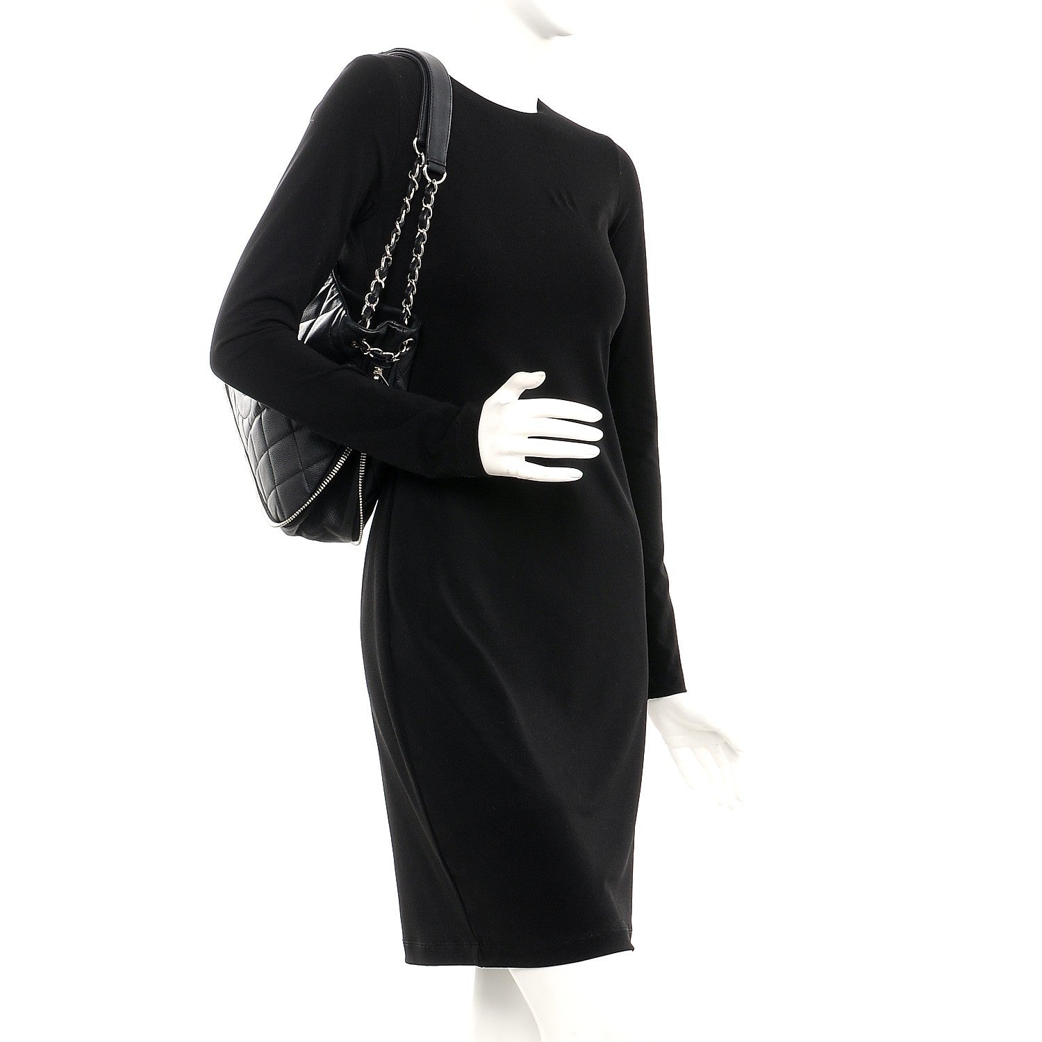 Chanel Caviar Quilted Expandable Zip Shoulder Bag Black 2 of 10