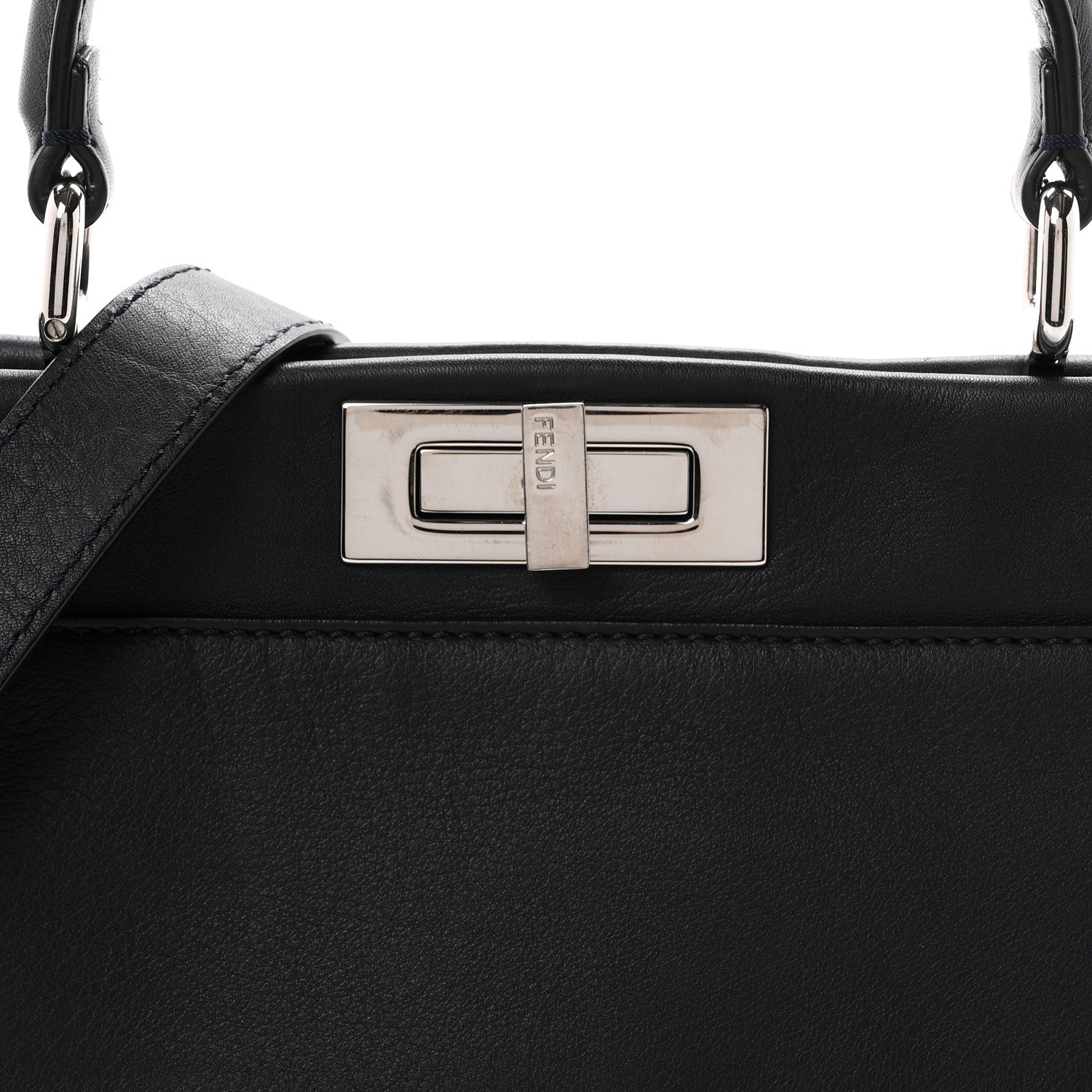Fendi Vitello Seta Waves Bi-Color Medium Peekaboo Iconic Satchel Blue Notte Mostarda 8 of 10