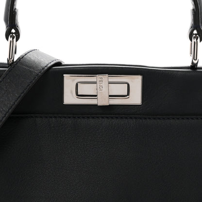 Fendi Vitello Seta Waves Bi-Color Medium Peekaboo Iconic Satchel Blue Notte Mostarda 8 of 10