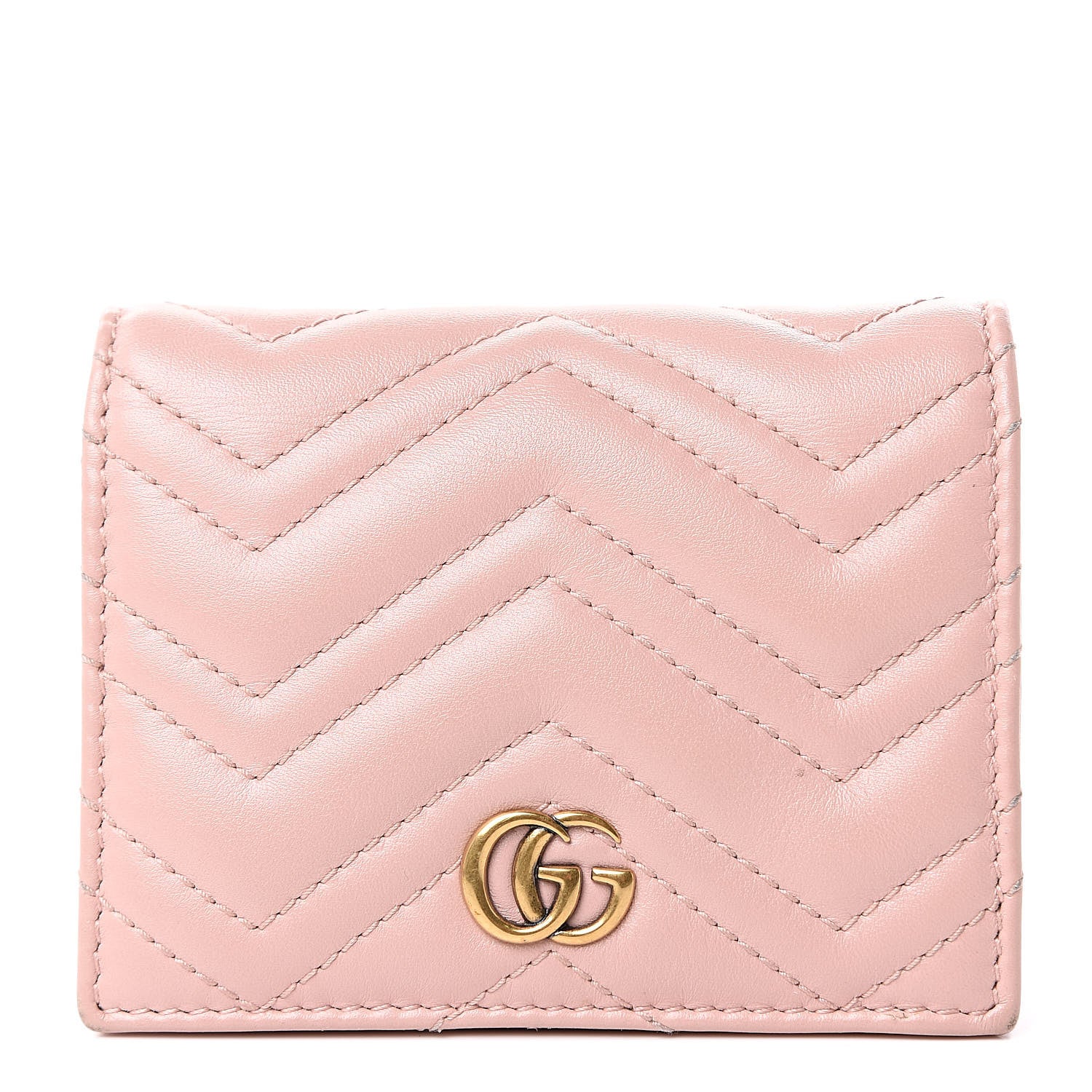 Gucci Calfskin Matelasse GG Marmont Card Case Wallet Perfect Pink 1 of 10