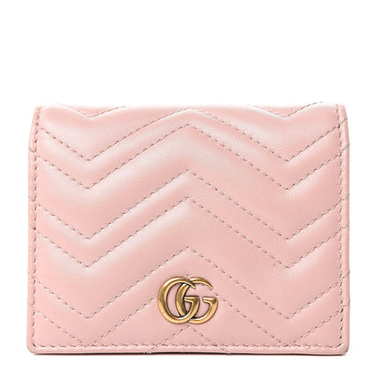 Gucci Calfskin Matelasse GG Marmont Card Case Wallet Perfect Pink 1 of 10