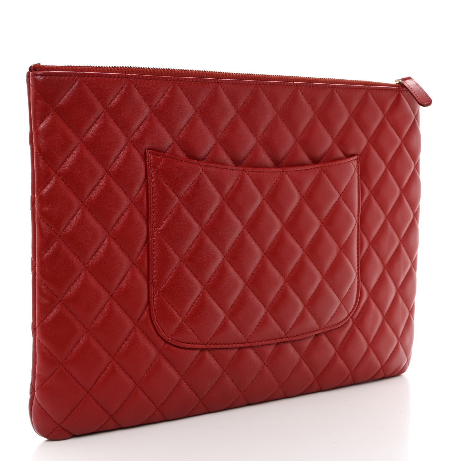 Chanel Lambskin Quilted Large Cosmetic Case Red 3 of 7