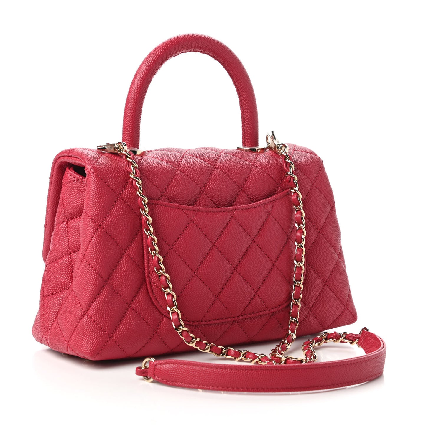 Caviar Quilted Mini Coco Handle Flap Dark Pink