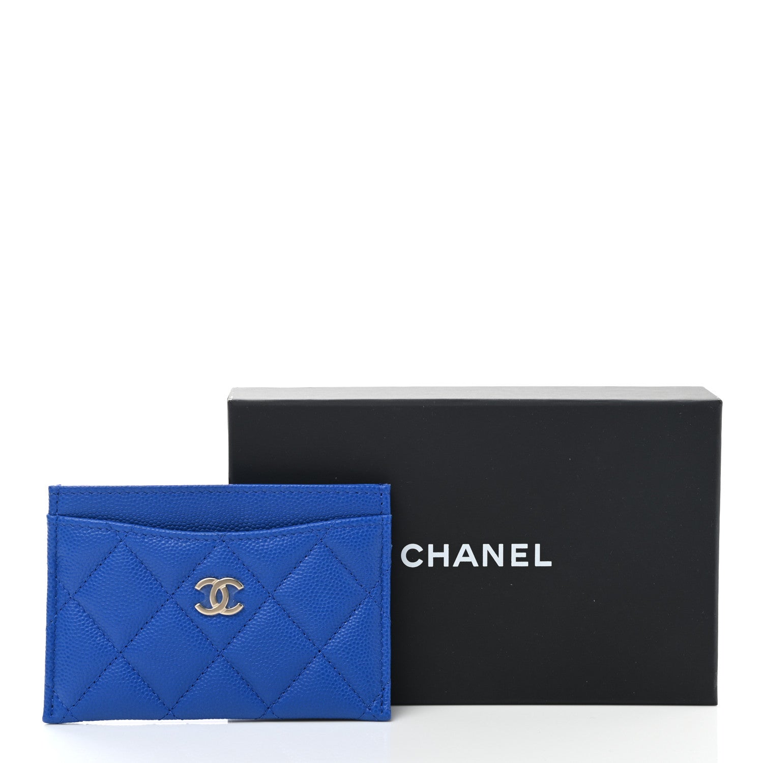Chanel Caviar Quilted Card Holder Blue 9 of 9