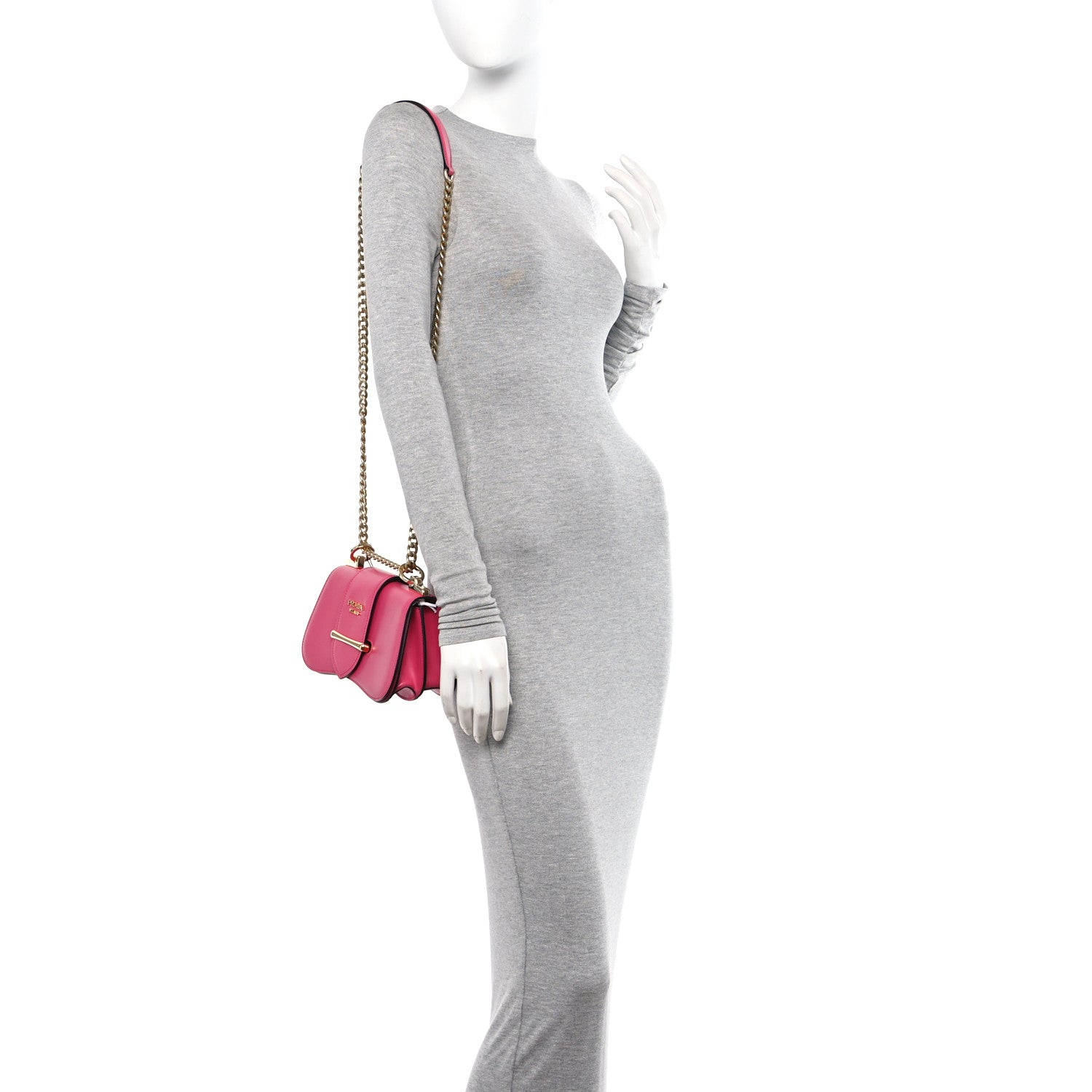 Prada City Calfskin Sidonie Small Chain Crossbody Bag Magenta 2 of 10