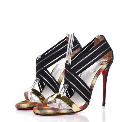Christian Louboutin Specchio Pira Res Techno Elastagram 100 Sandals 39 Version Black 3 of 8