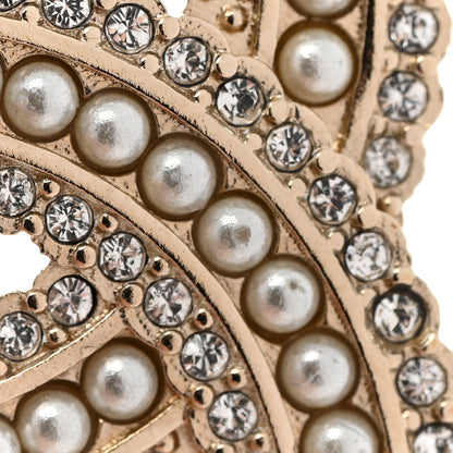Chanel Pearl Crystal Lace Camellia CC Brooch Gold 6 of 6
