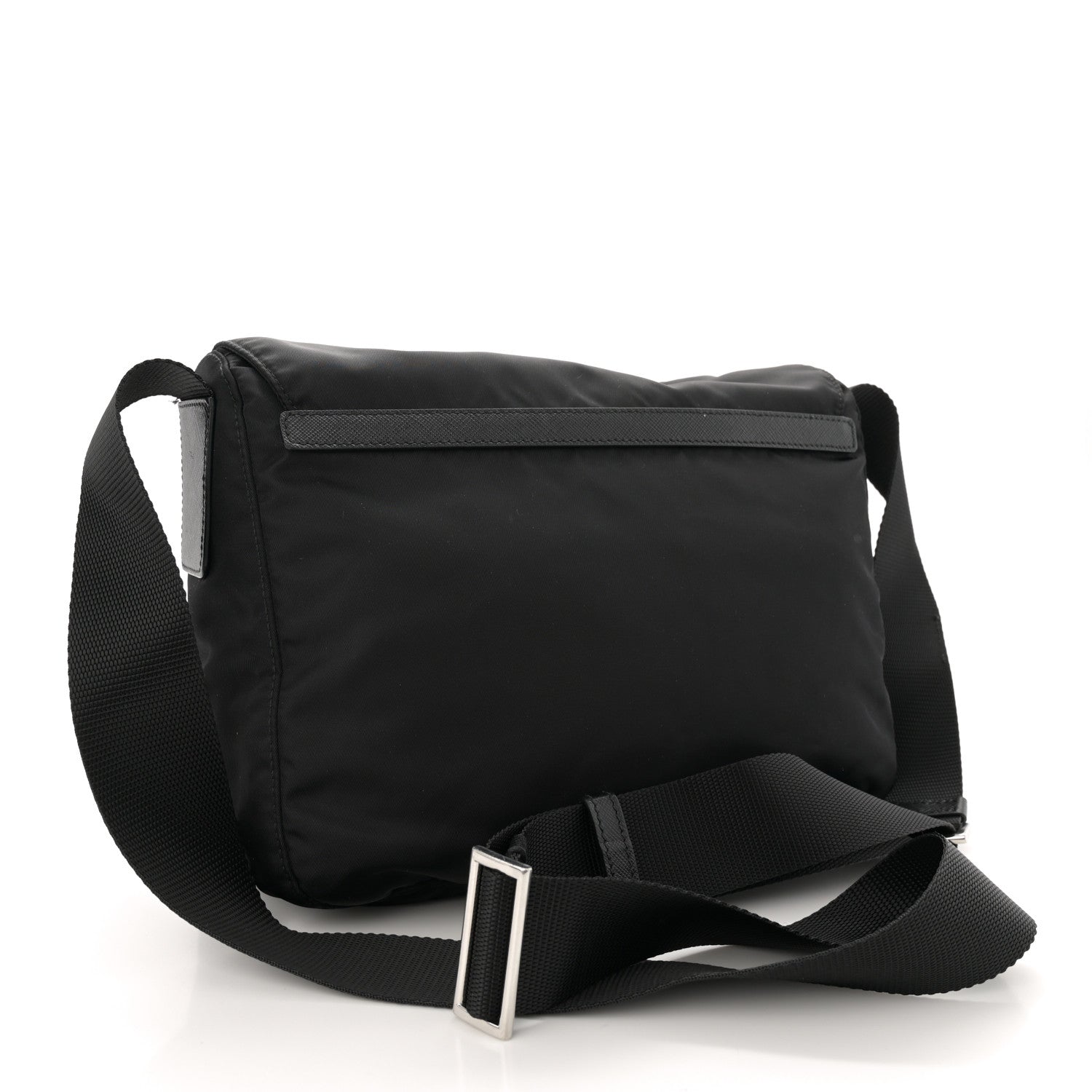 Prada Re-Nylon Vela Saffiano Double Buckle Messenger Shoulder Bag Black 3 of 10