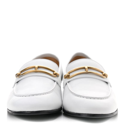 Hermes Calfskin Womens Colette Loafers 37.5 White 2 of 8