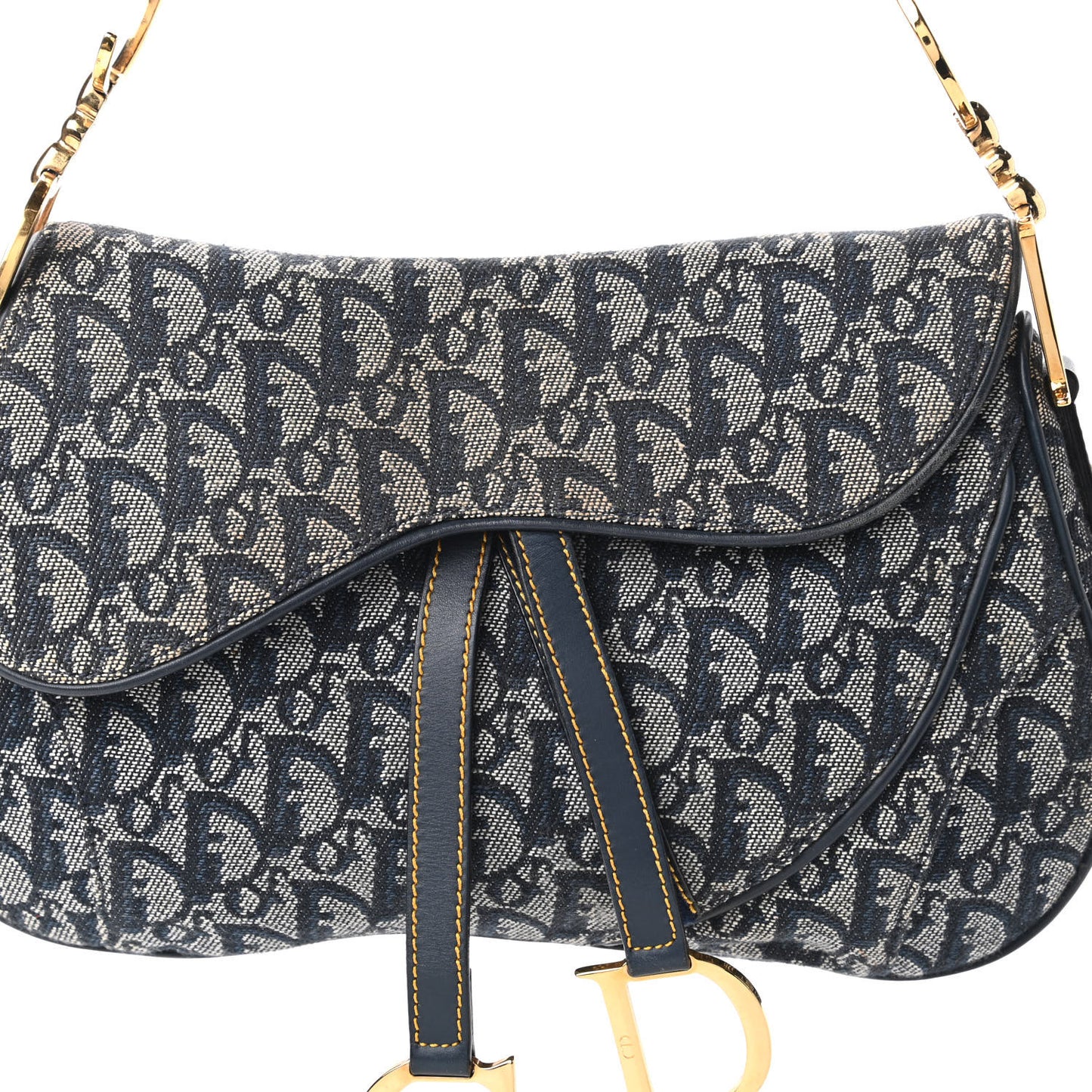 Monogram Double Saddle Bag Navy Blue