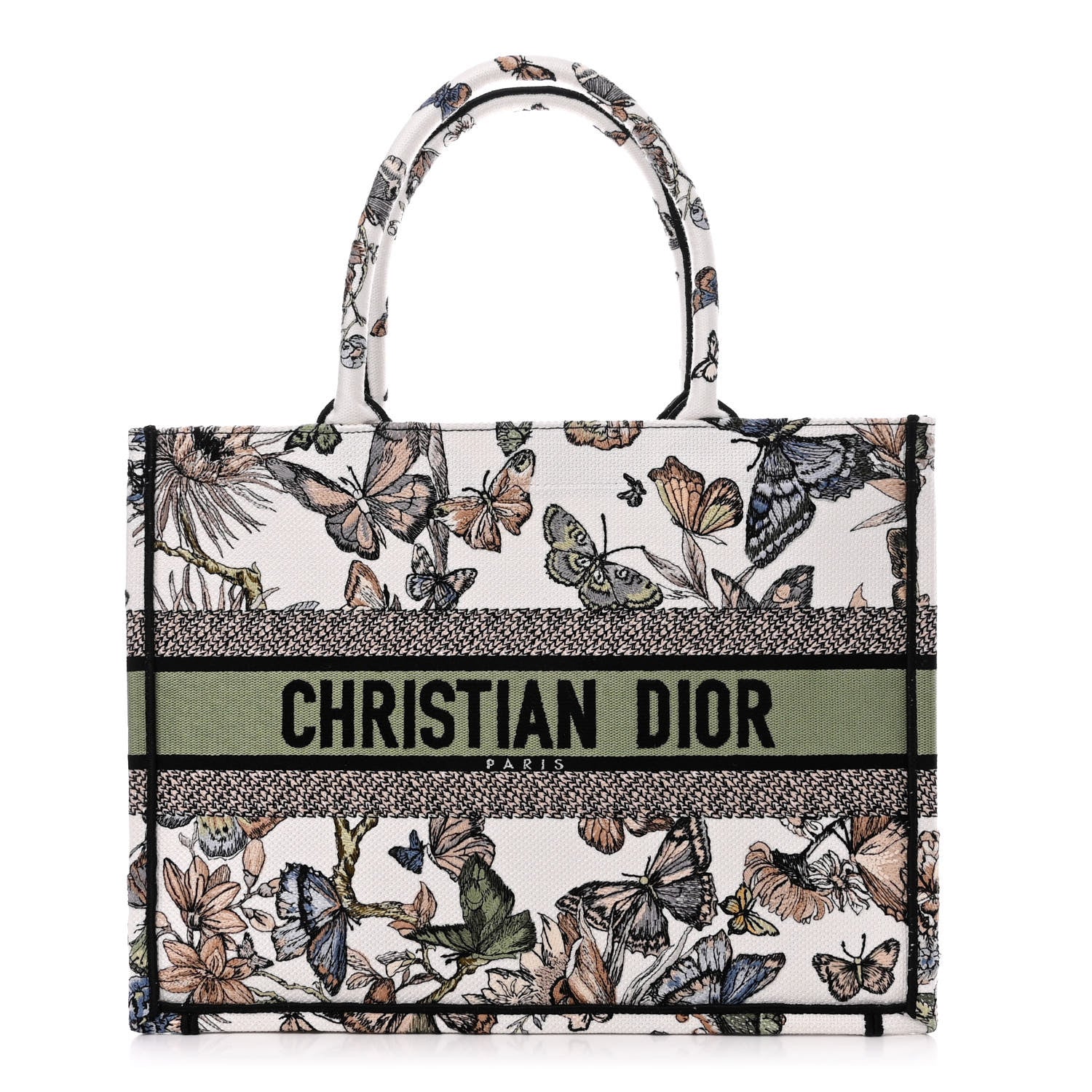 Christian Dior Canvas Embroidered Toile de Jouy Mexico Medium Book Tote White Multicolor 1 of 10