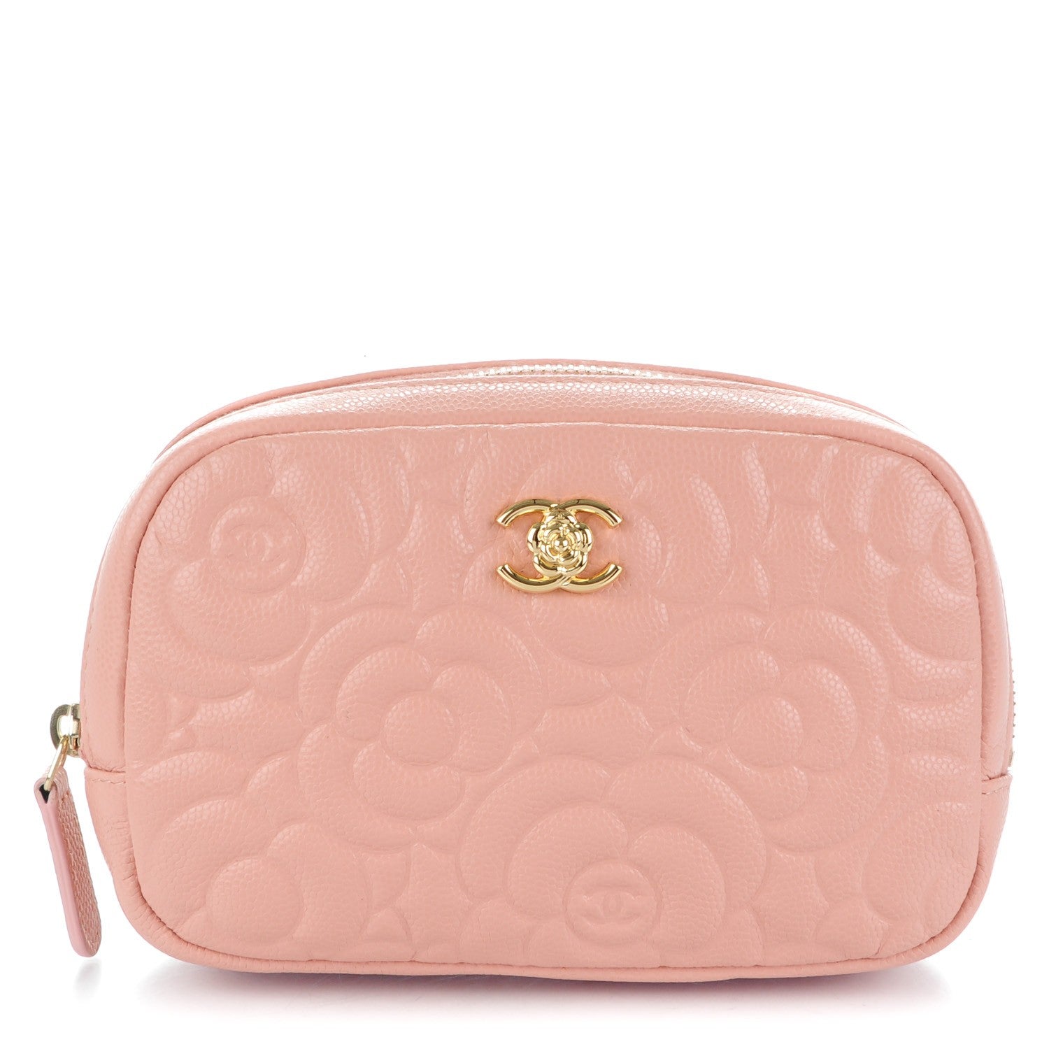 Chanel Caviar Camellia Embossed Small Cosmetic Case Nude 1 of 7