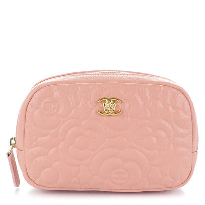 Chanel Caviar Camellia Embossed Small Cosmetic Case Nude 1 of 7