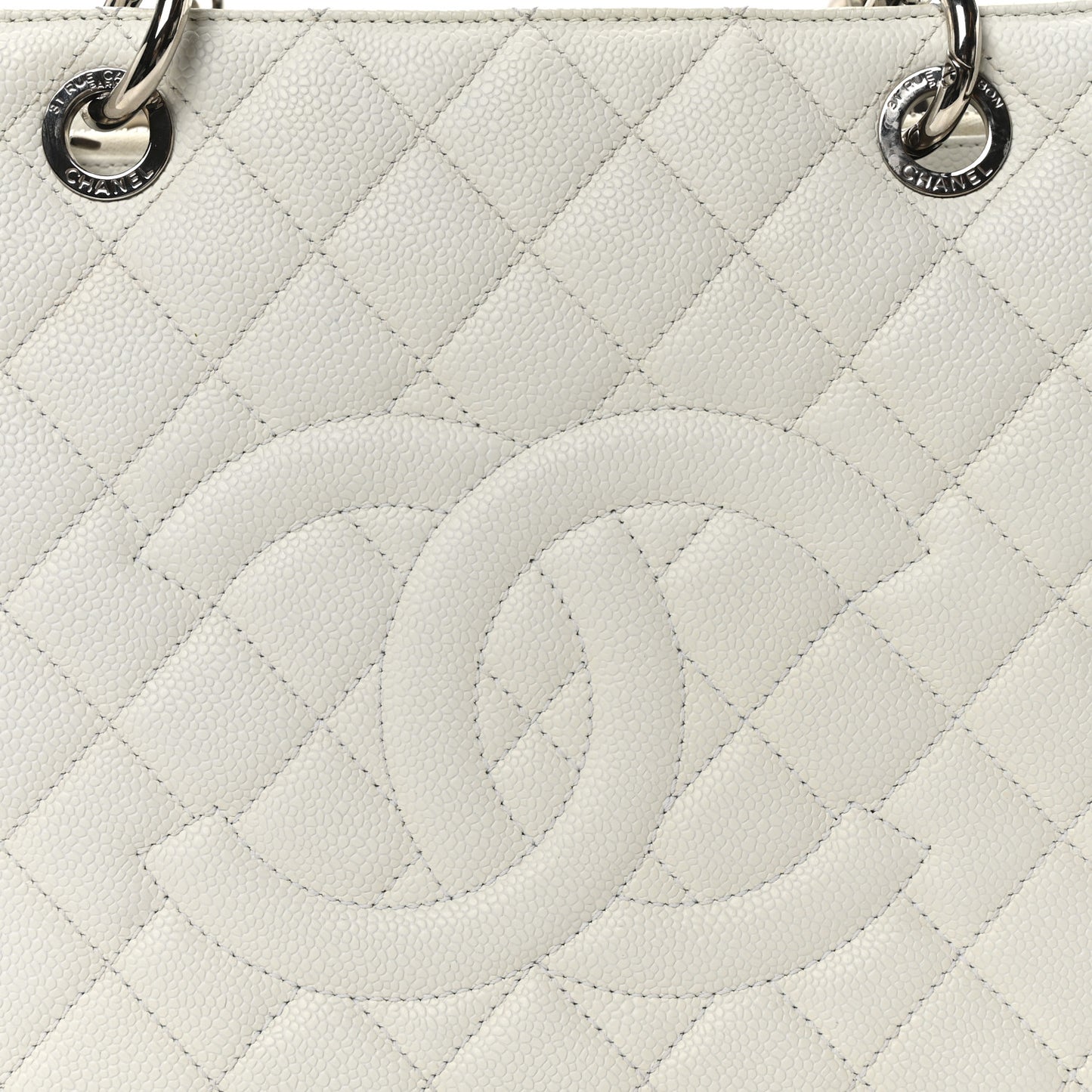 Caviar Quilted Grand Shopping Tote GST White