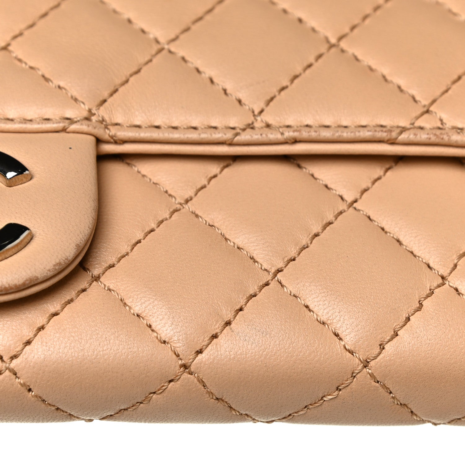 Chanel Lambskin Quilted Chain Clutch Flap Beige 15 of 20