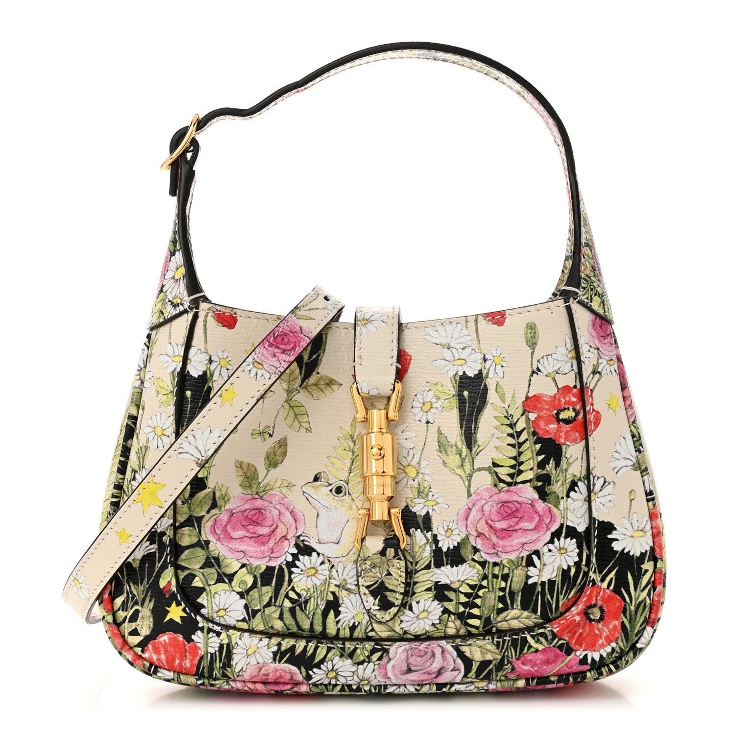 Gucci X YUKO HIGUCHI Shangai Calfskin Floral Print Mini Jackie 1961 Hobo White Multicolor 1 of 9