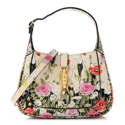 Gucci X YUKO HIGUCHI Shangai Calfskin Floral Print Mini Jackie 1961 Hobo White Multicolor 1 of 9