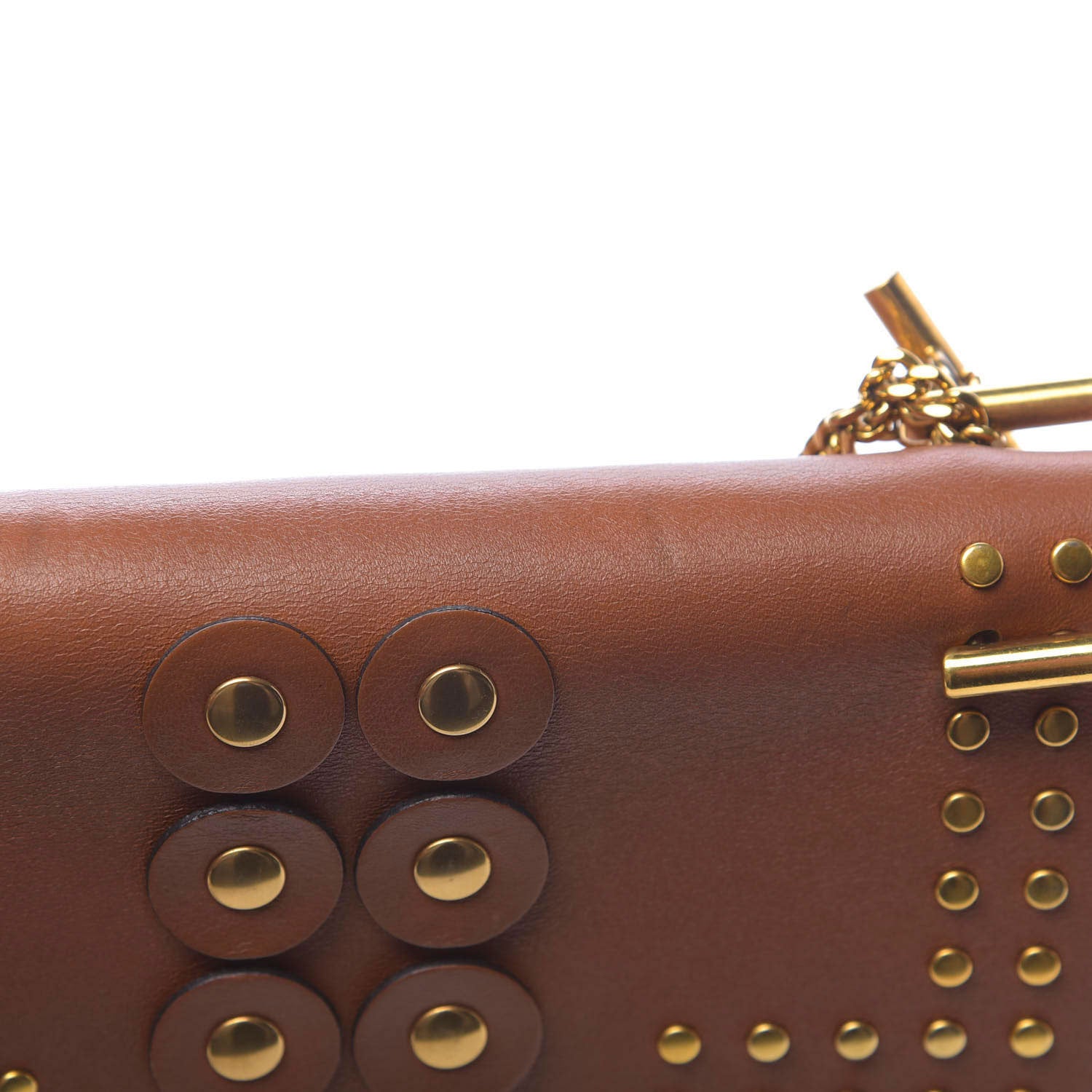 Chloe Suede Smooth Calfskin Studded Drew Shoulder Bag Caramel 8 of 9
