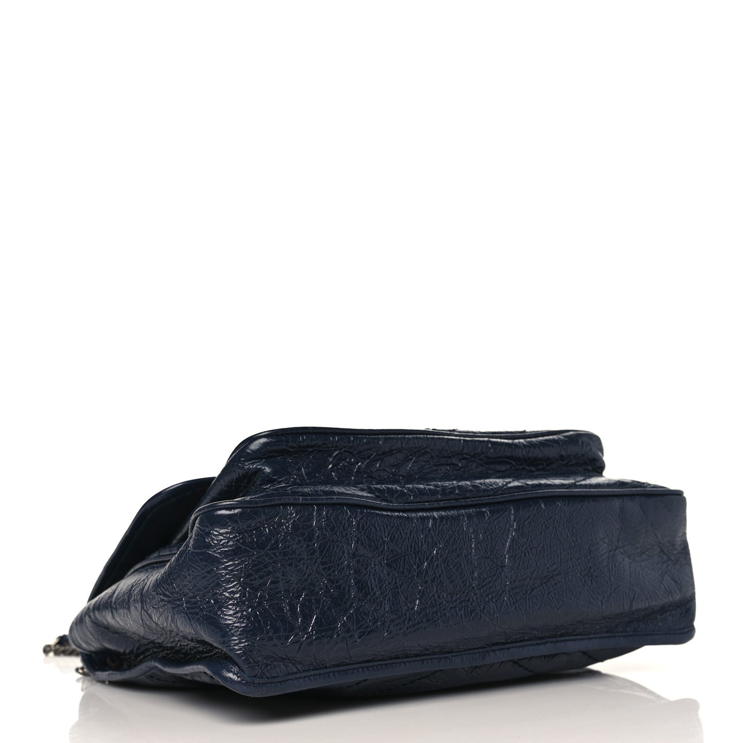 Crinkled Calfskin Matelasse Monogram Large Niki Chain Satchel Deep Marine