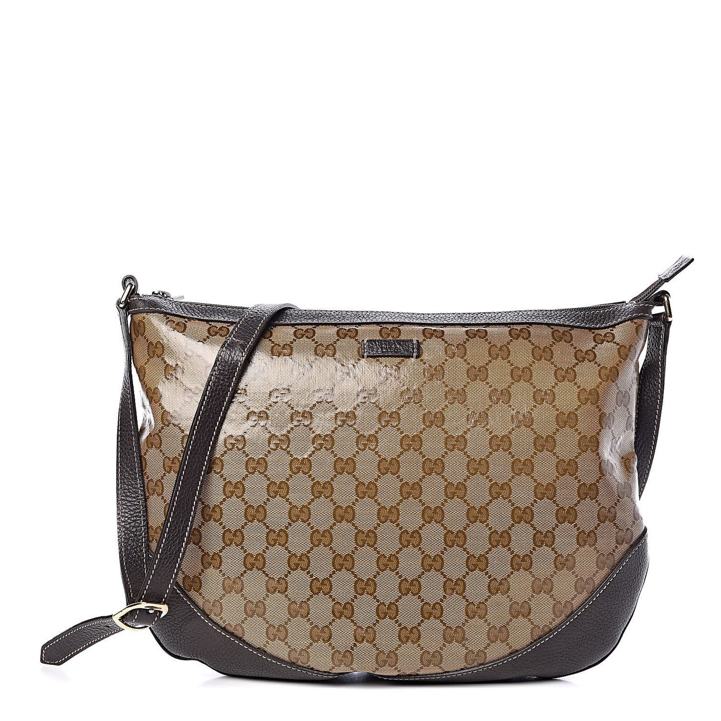 Crystal Monogram Medium Half Moon Hobo Dark Brown