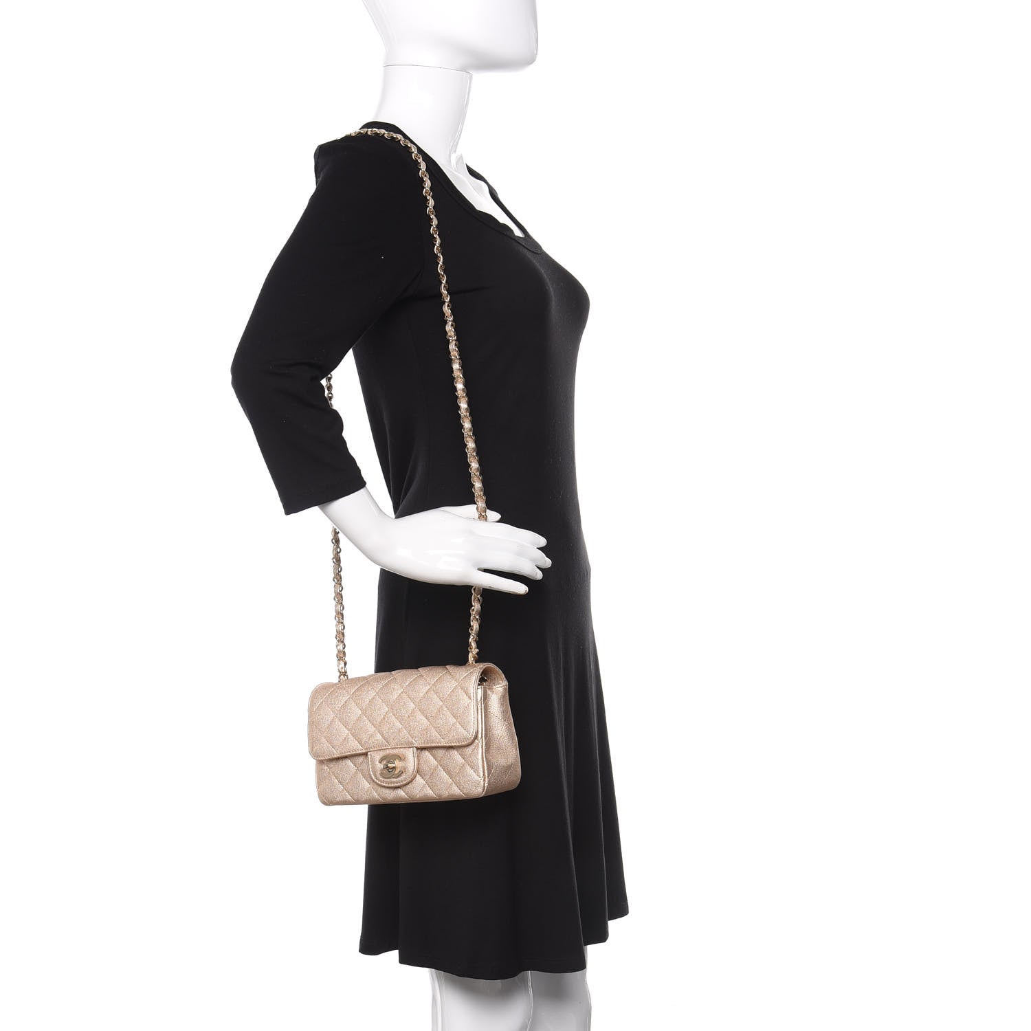 Chanel Metallic Lambskin Quilted Mini Rectangular Flap Gold 2 of 11