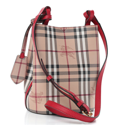 Burberry Haymarket Check Colours Small Lorne Bucket Crossbody Poppy Red 3 of 9