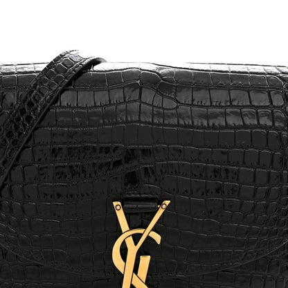 Saint Laurent Crocodile Embossed Calfskin Small Kaia Satchel Black 8 of 11