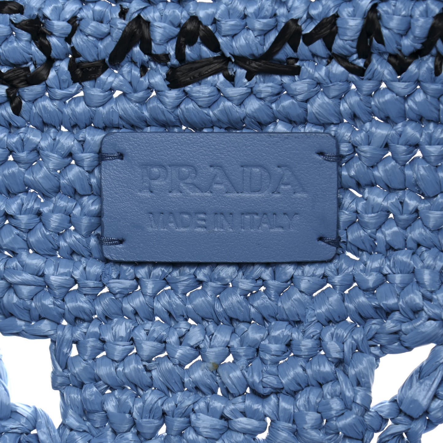 Yarn Raffia Effect Crochet Logo Embroidered Shopping Tote Bag Celeste