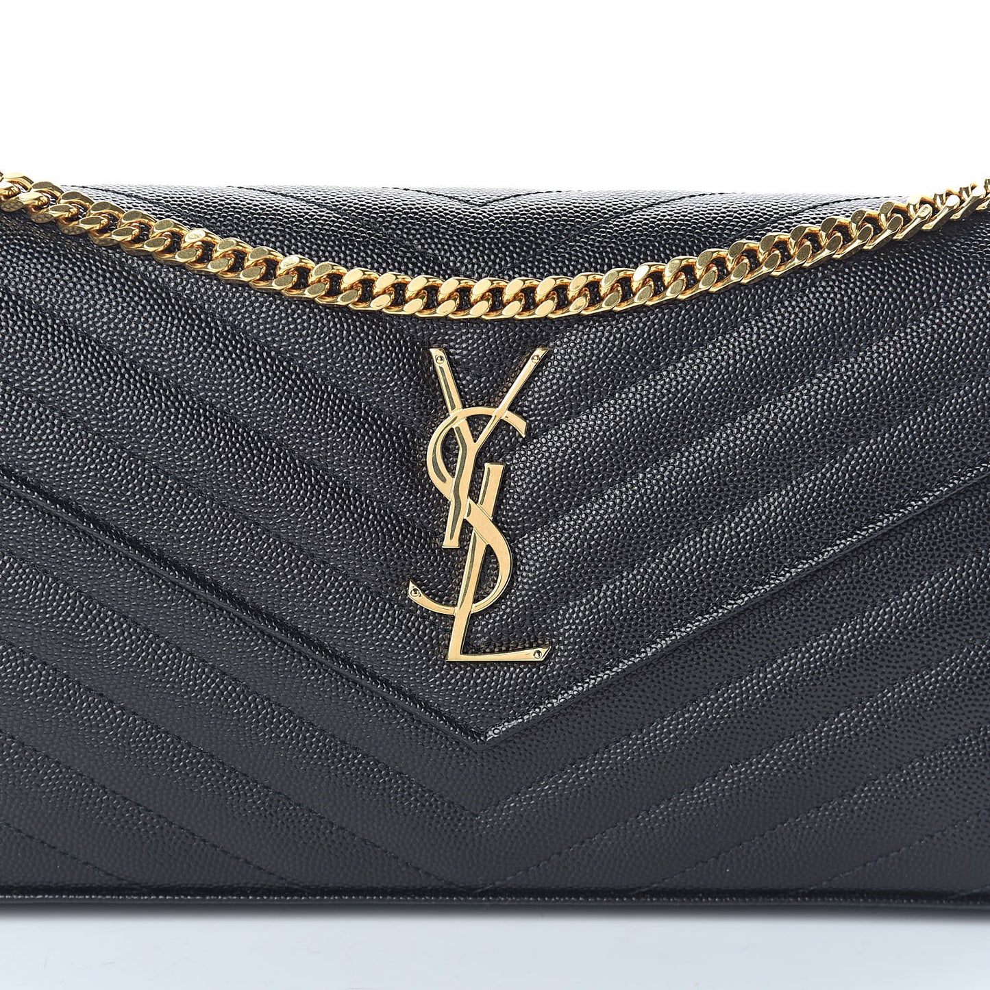 Grain De Poudre Matelasse Chevron Monogram Chain Wallet Black
