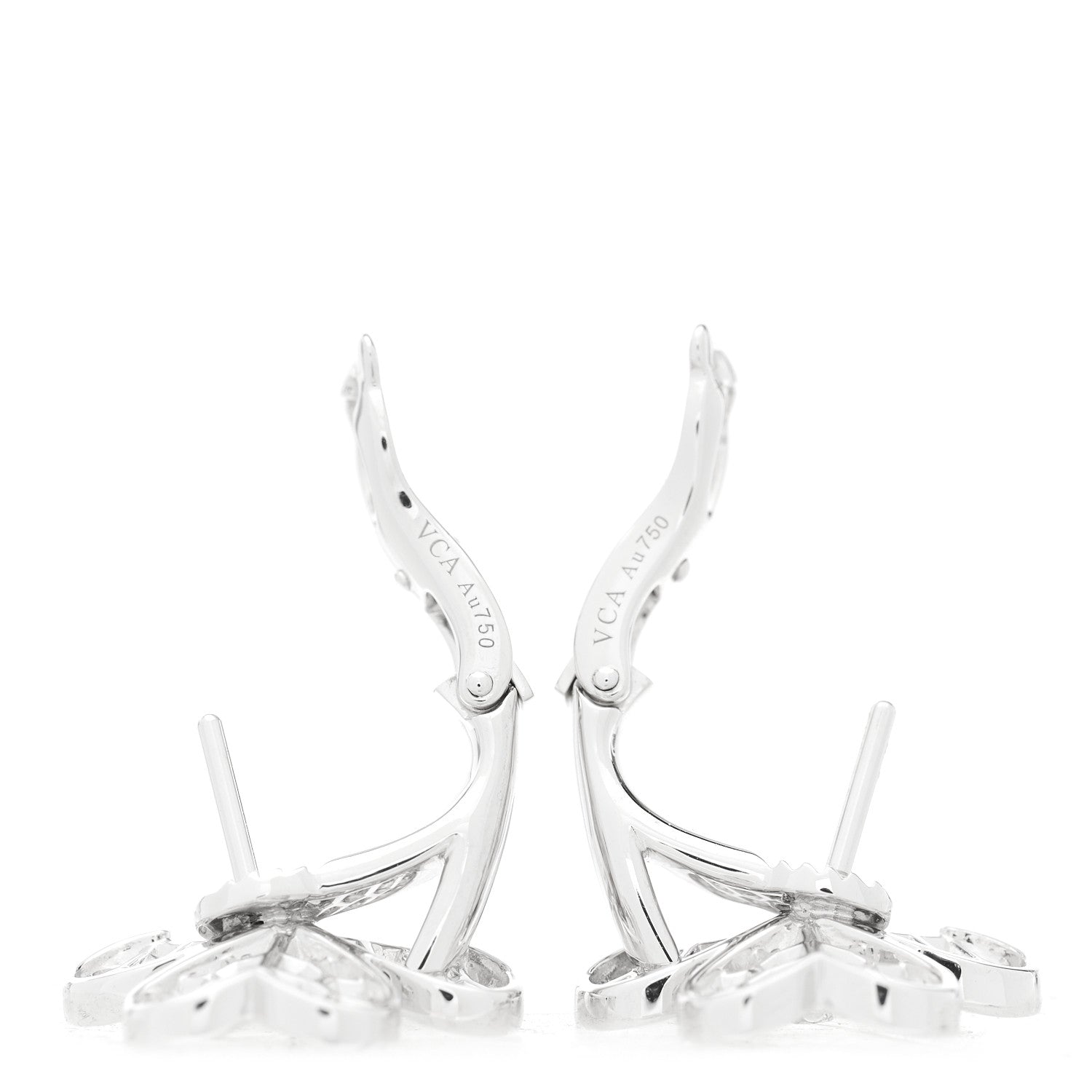 Van Cleef & Arpels 18K White Gold Diamond Small Frivole Pave Earrings 5 of 10