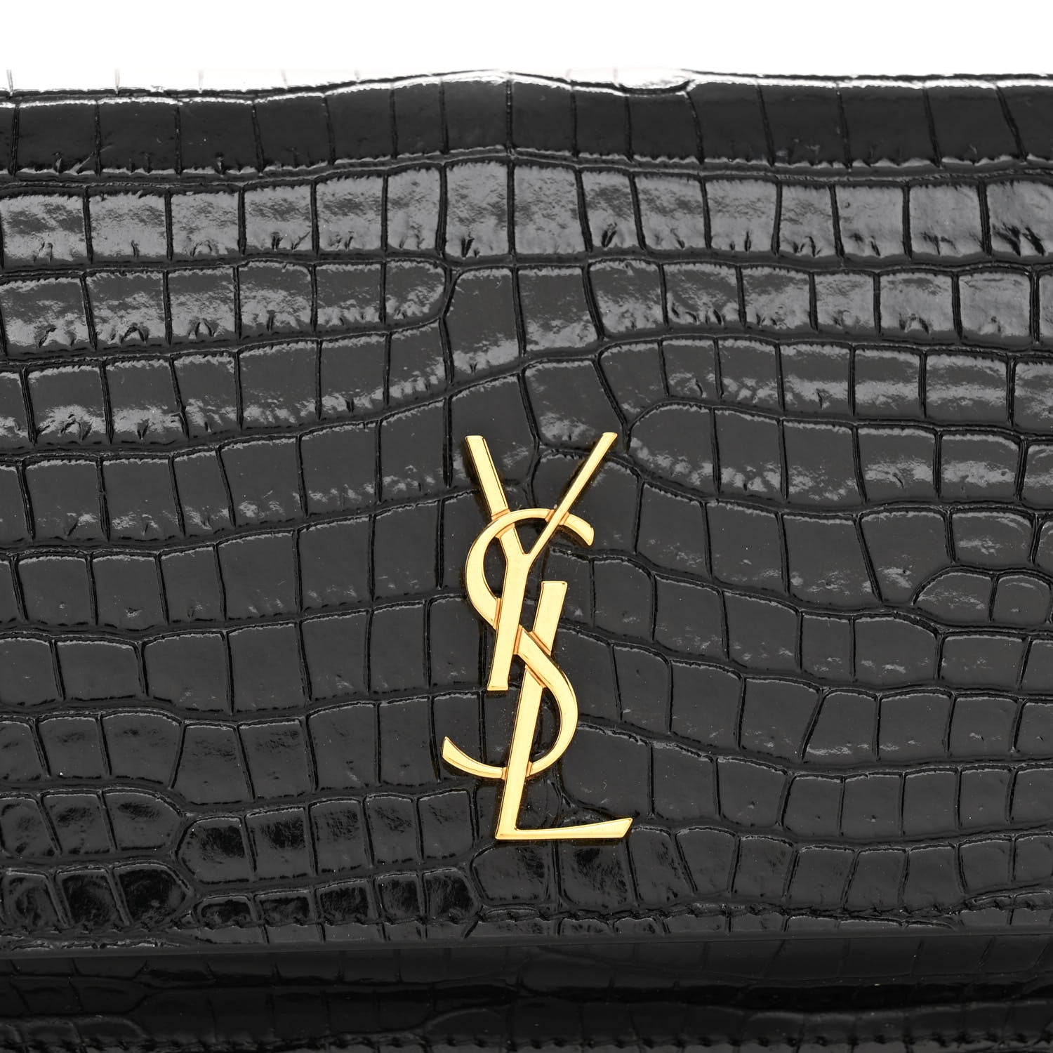 Saint Laurent Crocodile Embossed Monogram Phone Holder Crossbody Black 7 of 9