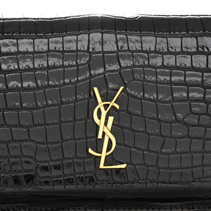 Saint Laurent Crocodile Embossed Monogram Phone Holder Crossbody Black 7 of 9