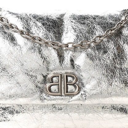 Balenciaga Metallized Arena Calfskin MIni Monaco Chain Shoulder Bag Silver 7 of 9