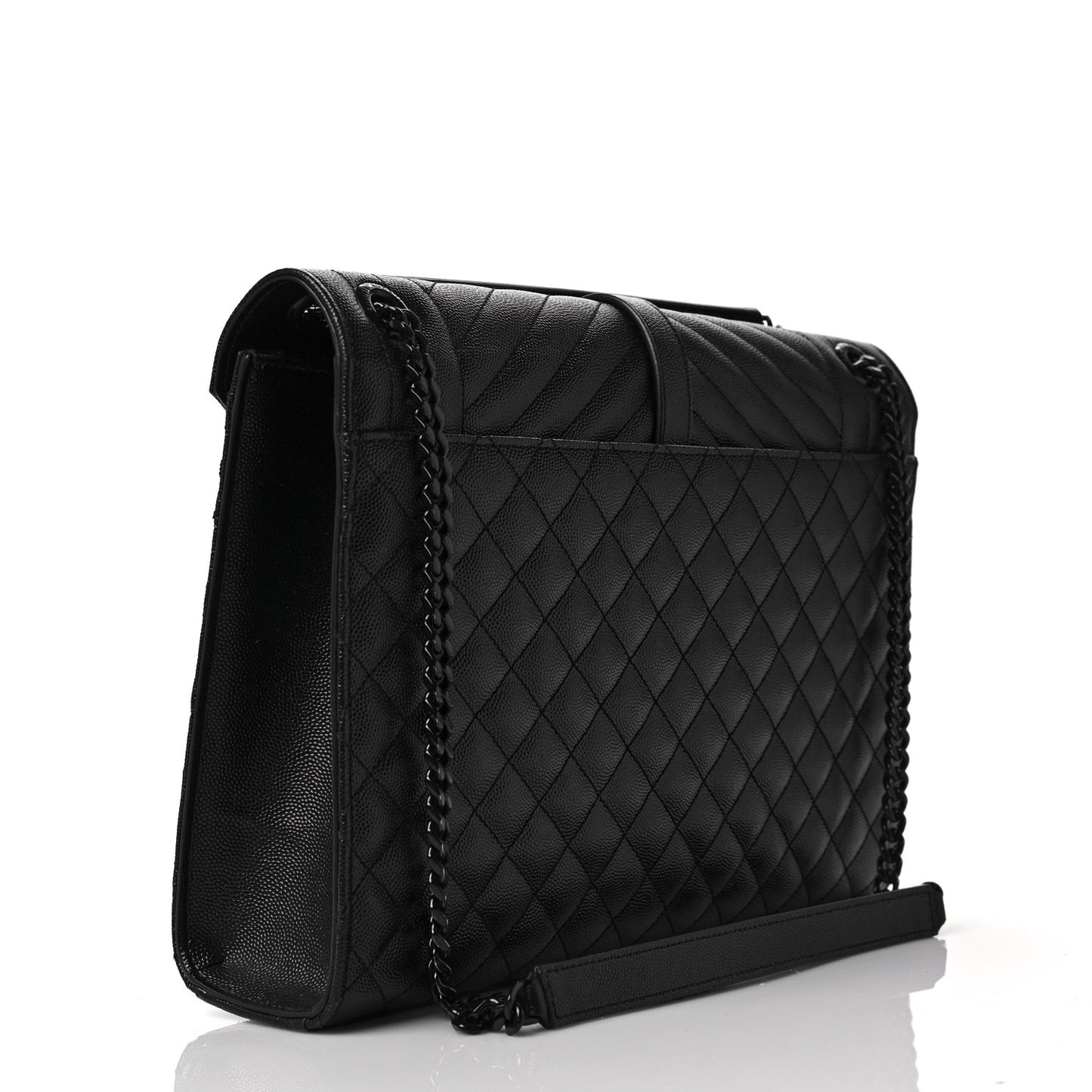 Grain De Poudre Textured Mixed Matelasse Triquilt Medium Monogram Satchel Black