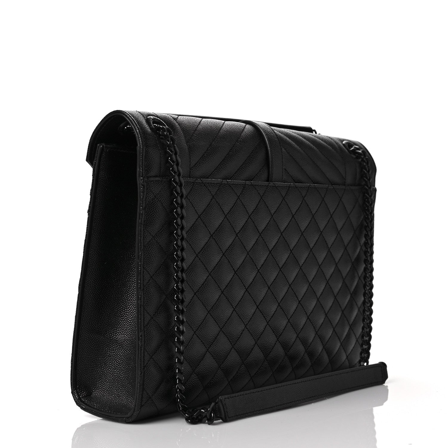 Saint Laurent Grain De Poudre Textured Mixed Matelasse Triquilt Medium Monogram Satchel Black 3 of 10