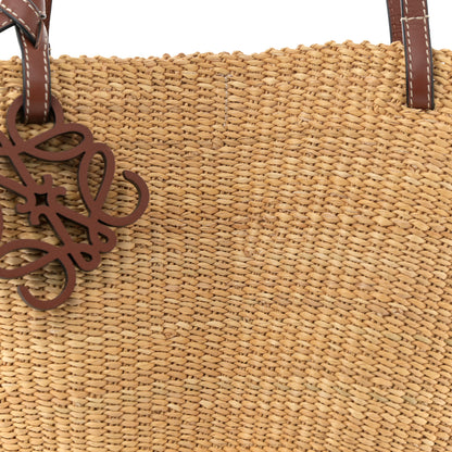 Loewe Calfskin Raffia Paulas Ibiza Small Shell Basket Tote Bag Natural Tan 7 of 9