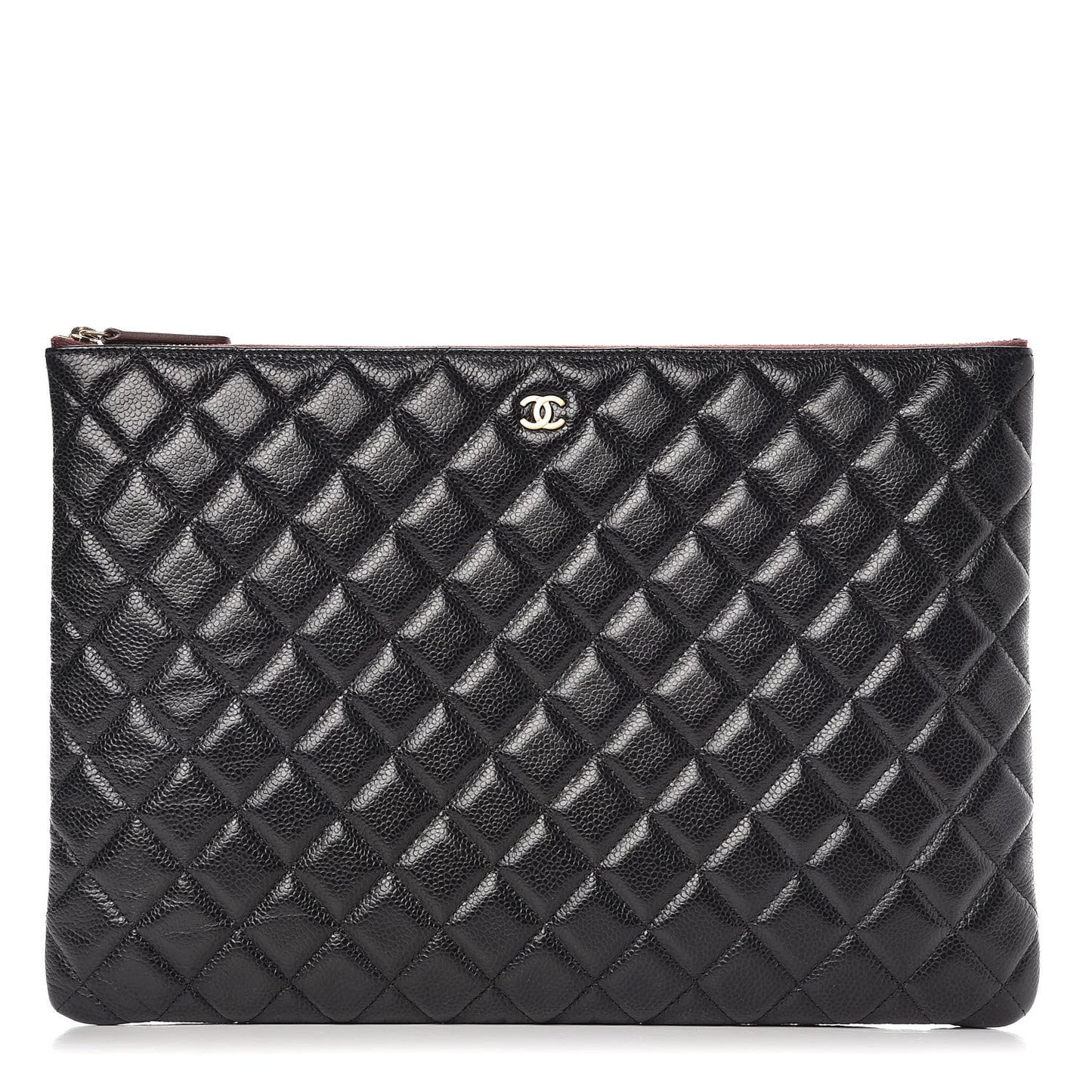 Caviar Quilted Large Cosmetic Case Black