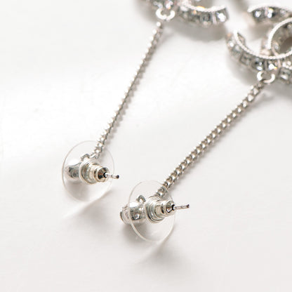 Chanel Baguette Crystal CC Dangle Earrings Silver 3 of 3