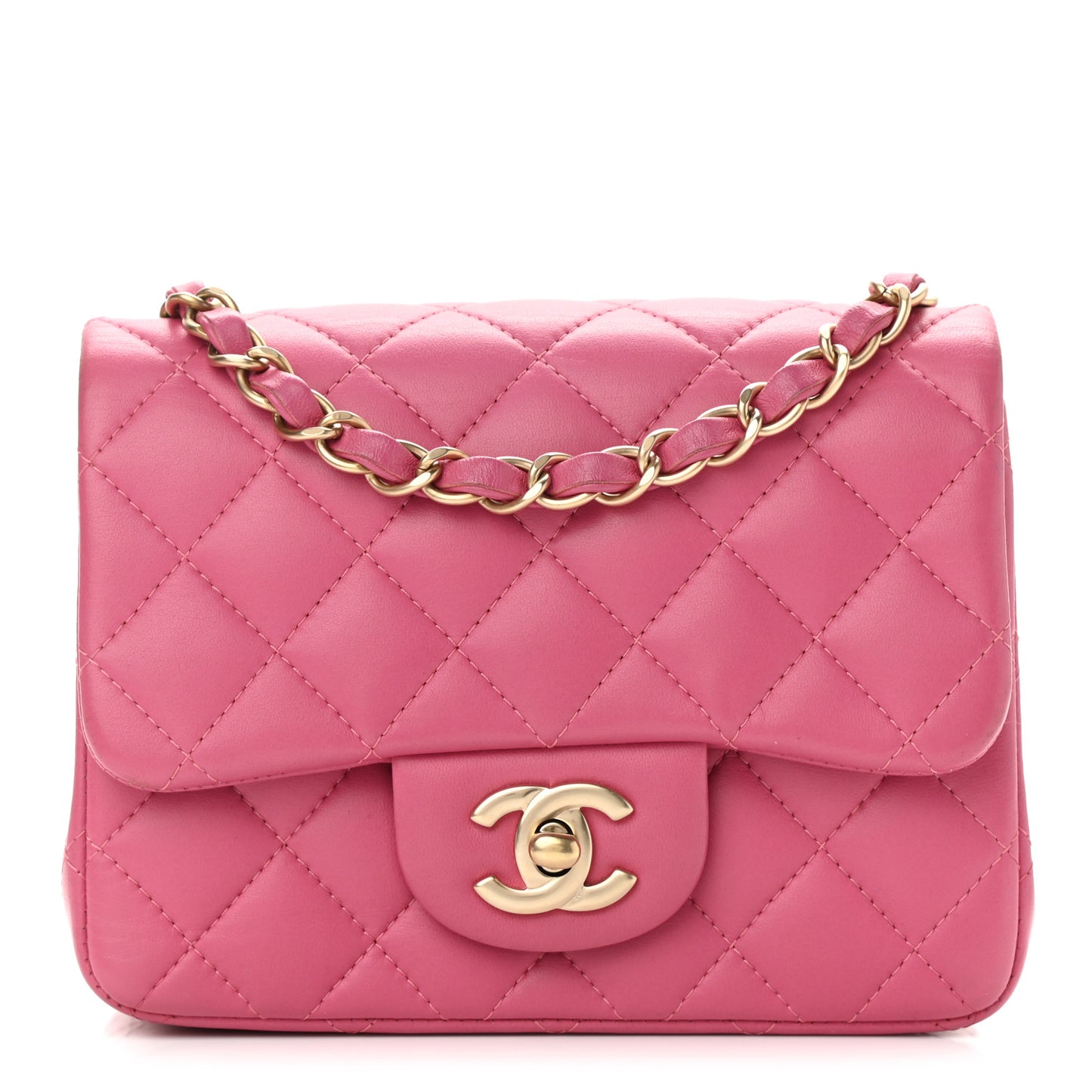 Lambskin Quilted Mini Square Flap Pink