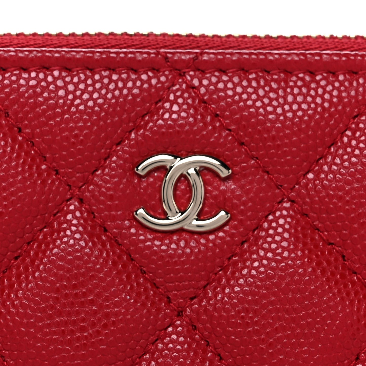 Caviar Quilted Small Cosmetic Case Red