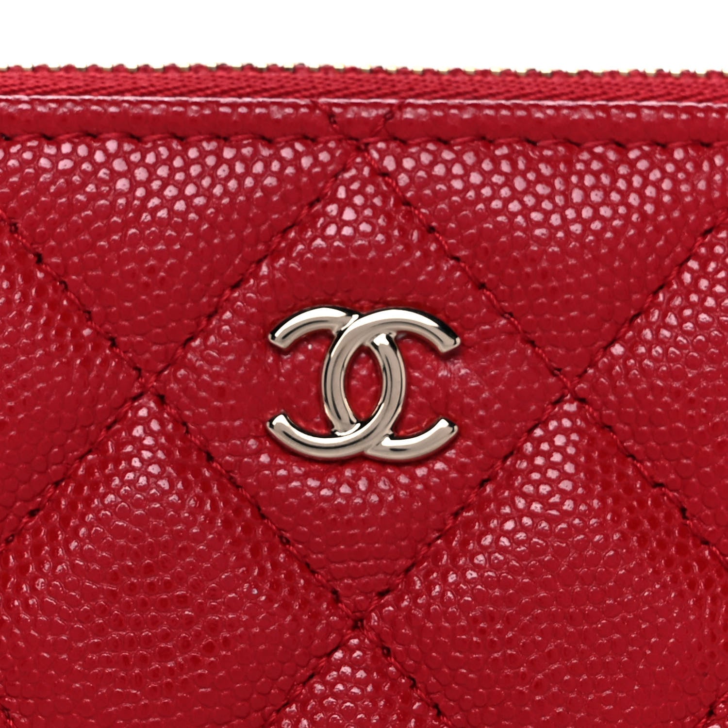 Chanel Caviar Quilted Small Cosmetic Case Red 8 of 9