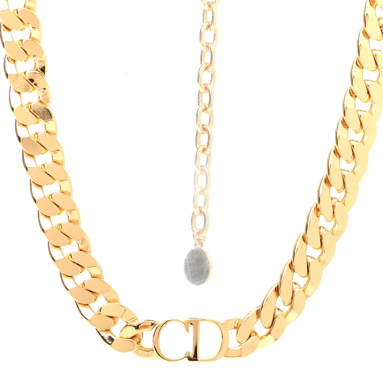 Christian Dior Metal CD Choker Necklace Gold 1 of 6